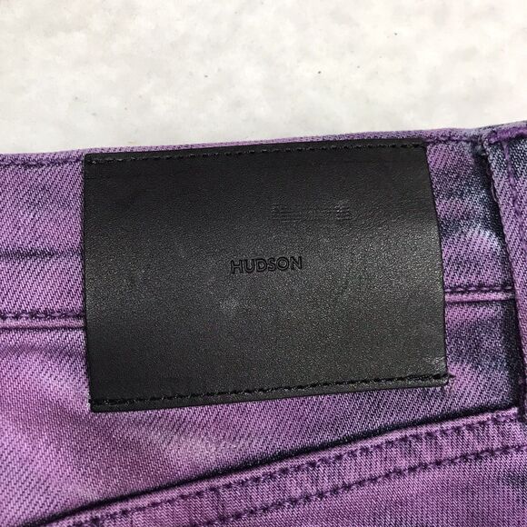 NWT HUDSON Slim Straight Jean Men 32x34 Purple Streak Wash Stretch Denim Blake - Picture 11 of 15